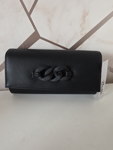 Black faux leather - , clutch