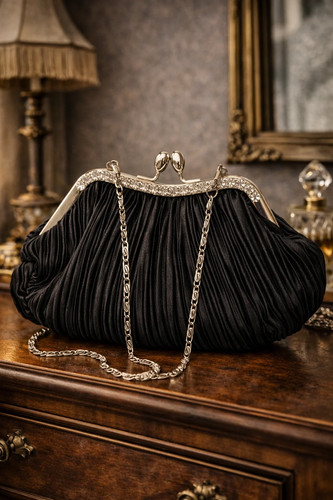 Black pleated evening - black,