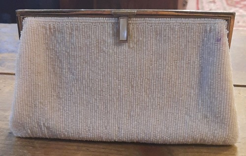 Beaded satin evening clutch - beaded,