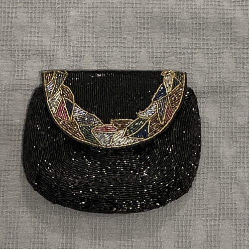 Black beaded evening bag - jr,