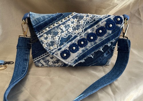 Denim clutch purse wristlet - clutch, purse,