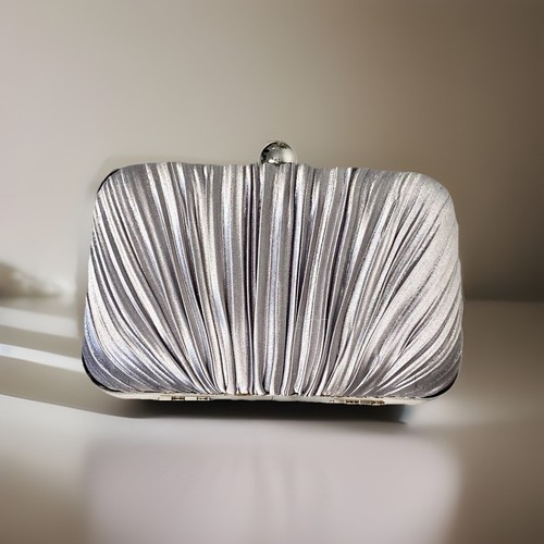Vtg silver satin small purse - small,