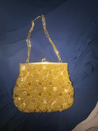 Vintage gold glass beaded - vintage,