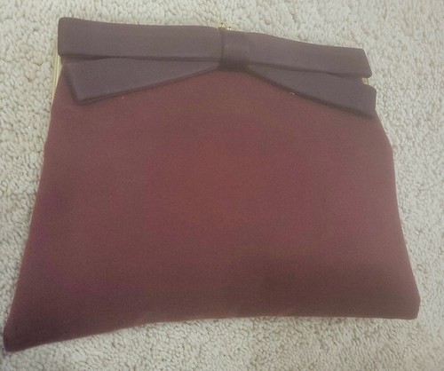 Vintage brown satin clutch - satin,
