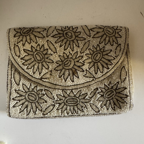 Vintage beaded ivory clutch - vintage,
