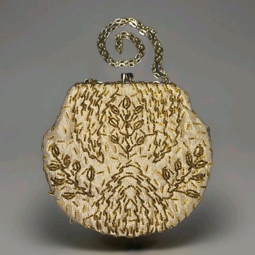 Gold beaded evening bag yellow - gold,