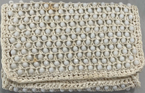 Ivory white beaded straw - beaded,