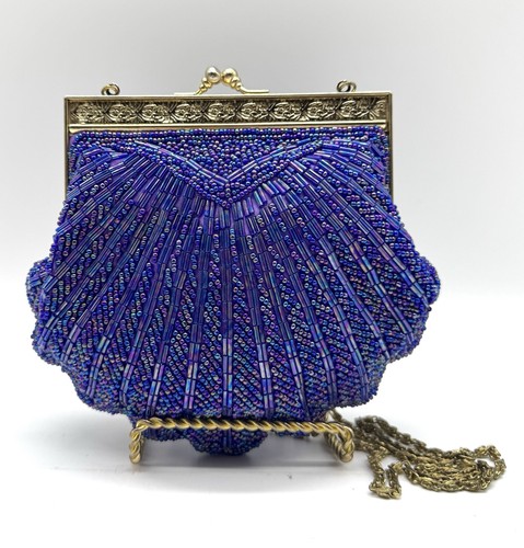 Iridescent blue purple beaded - purple,