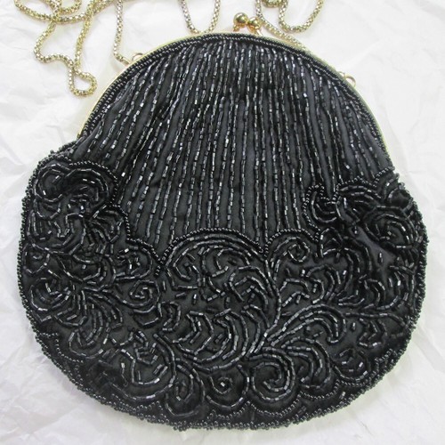 Vintage black beaded - black, regale